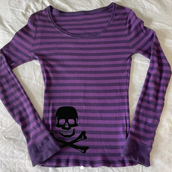 Street Fashion Goth - Y2k Long sleeve Top Stripe Streetwear
