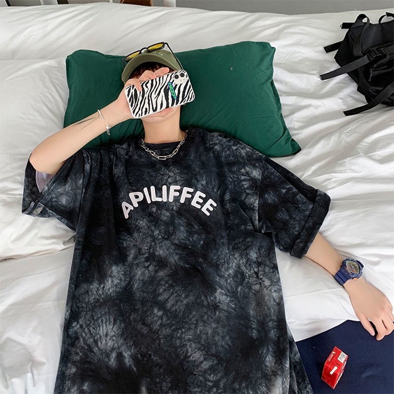 Street Fashion Hong Kong - Black Tie Dye Short Sleeve T-Shirt