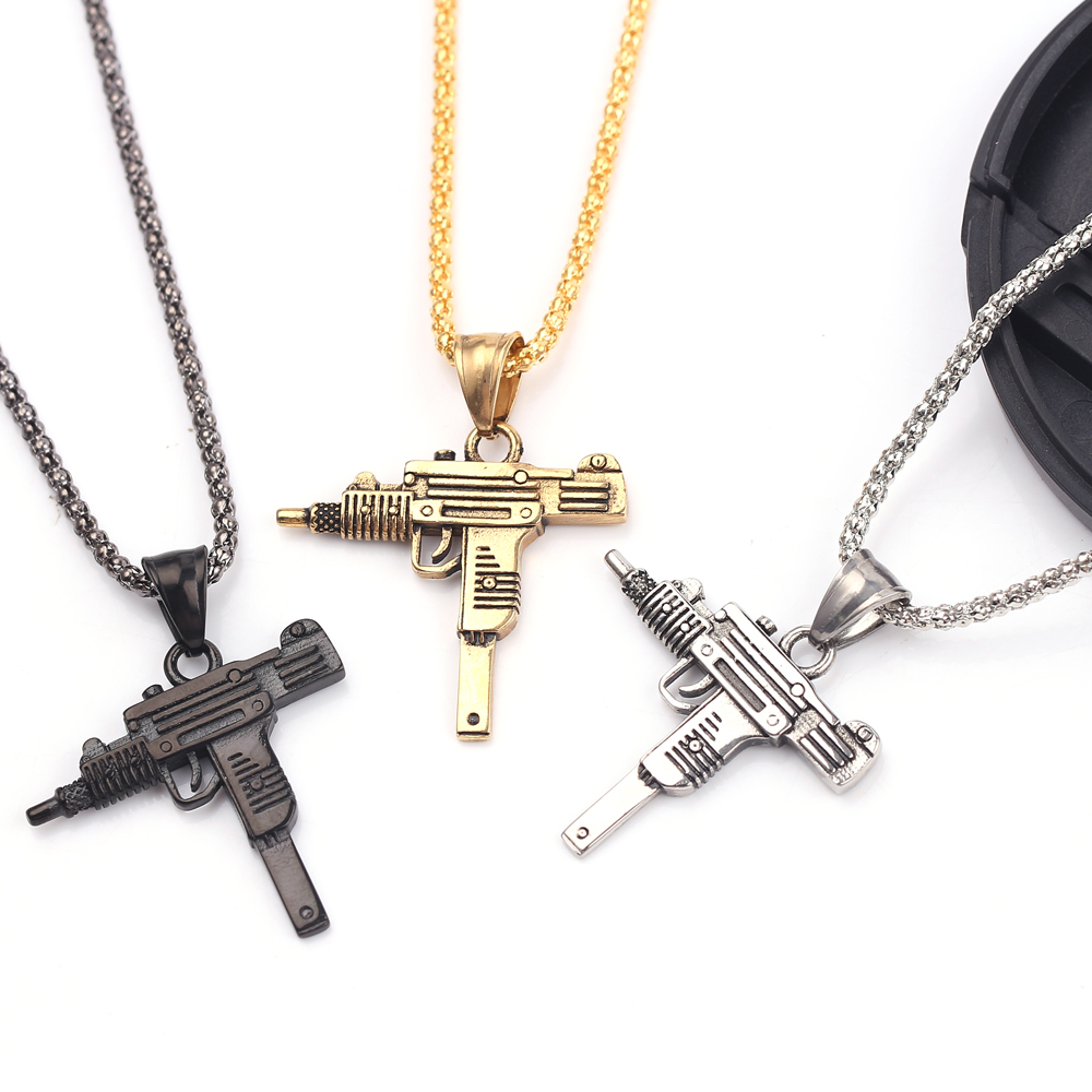 Punk Uzi Pistol Machine Gun Ne - Street Fashion Jewelry 评论和价格
