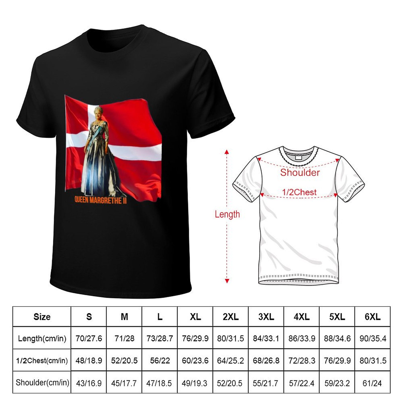 Queen Margrethe II T-Shirt Str - Queen Street Fashion 评论和价格