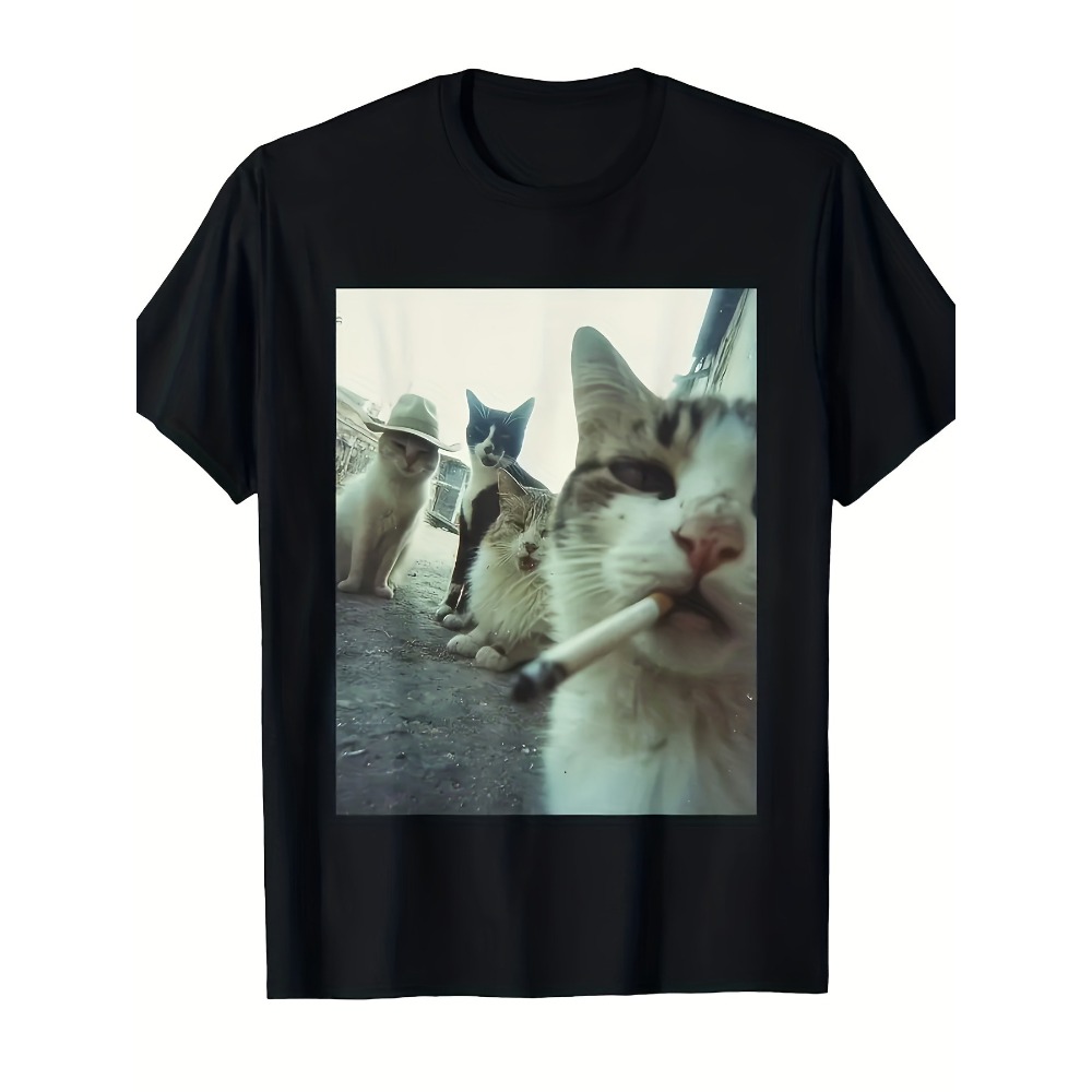 Smoking Cat T-Shirt Funny Smok - Street Fashion Logo 评论和价格