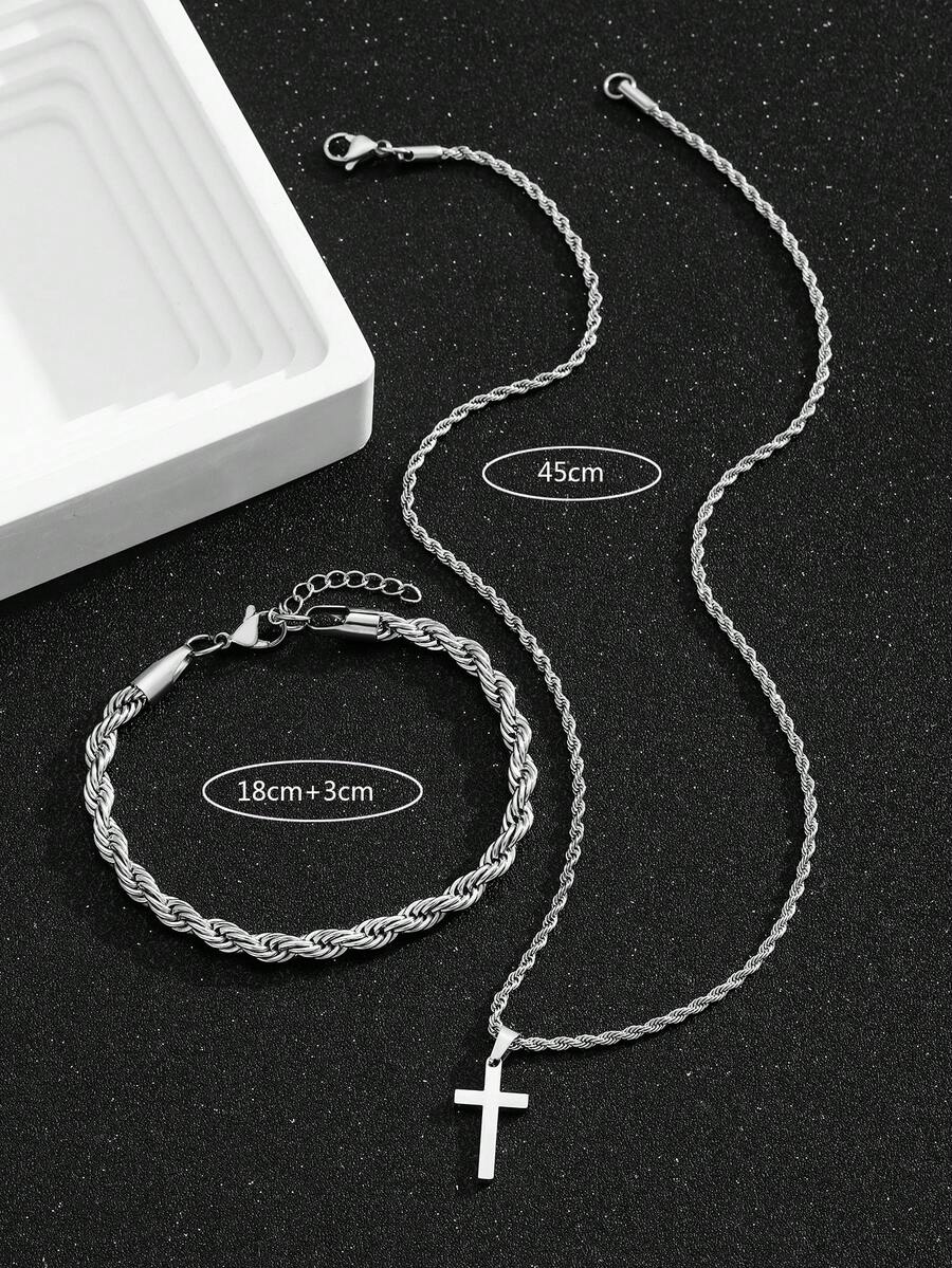 1 Set Stainless Steel Cross Pe - Street Fashion Jewelry 评论和价格