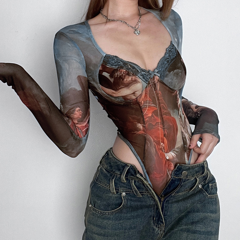 Fashion Sexy Mesh Lace Bodysui - Street Fashion Greece 评论和价格