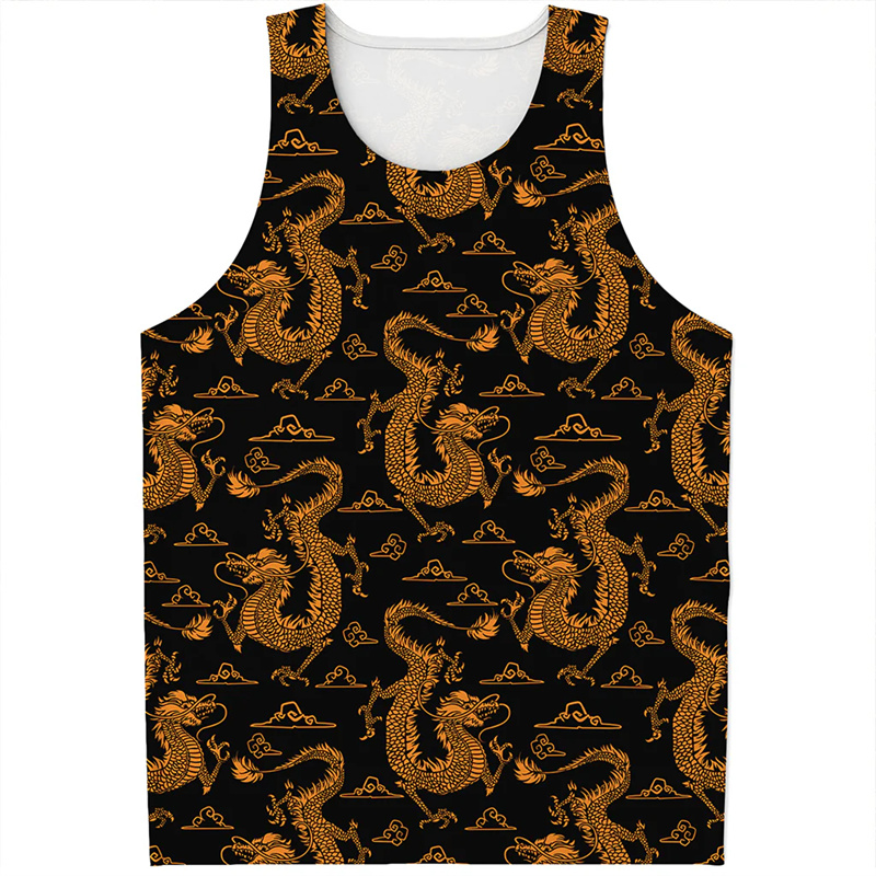 Chinese Dragon Pattern Tank To - Street Fashion In Chinese 评论和价格
