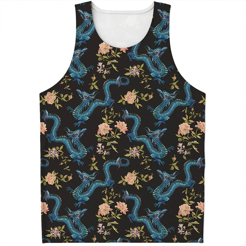 Chinese Dragon Pattern Tank To - Street Fashion In Chinese 评论和价格