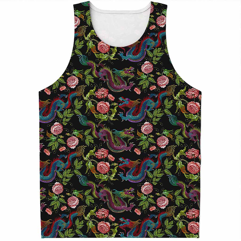 Chinese Dragon Pattern Tank To - Street Fashion In Chinese 评论和价格