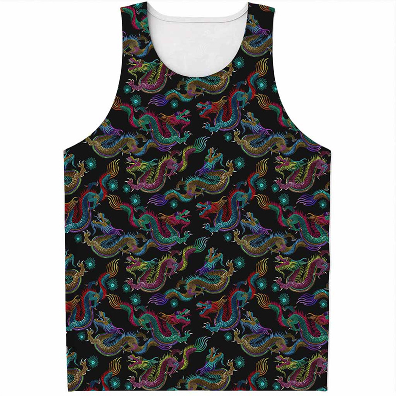 Chinese Dragon Pattern Tank To - Street Fashion In Chinese 评论和价格