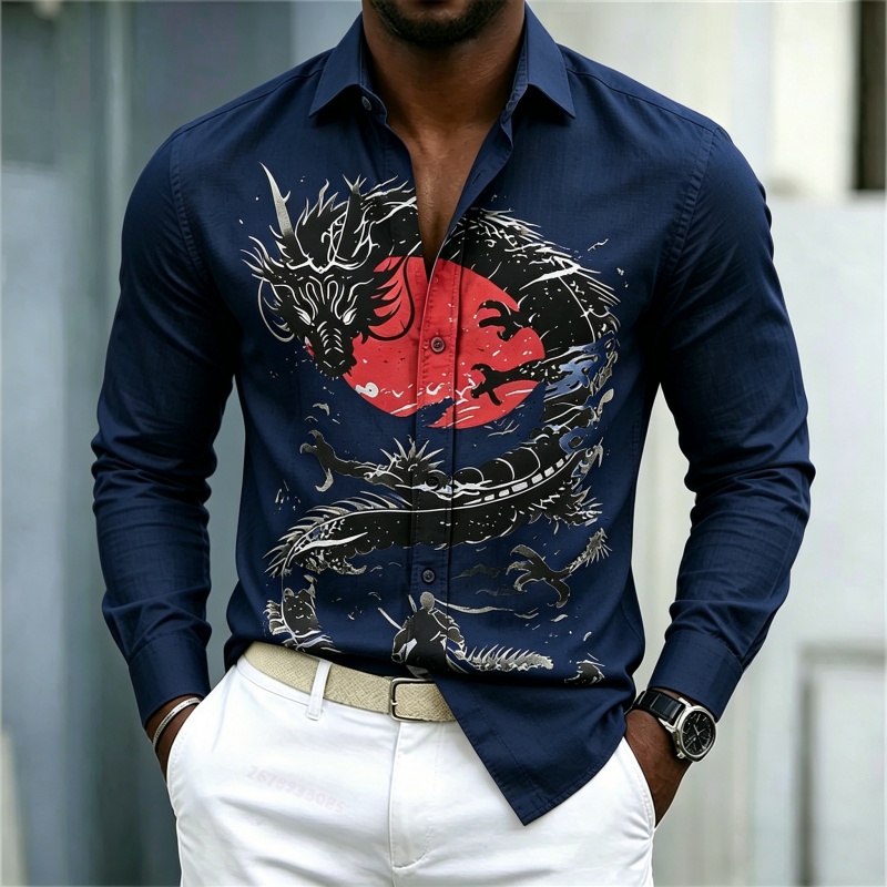 2026 New Men's Shirt White Bla - Street Fashion Casual 评论和价格