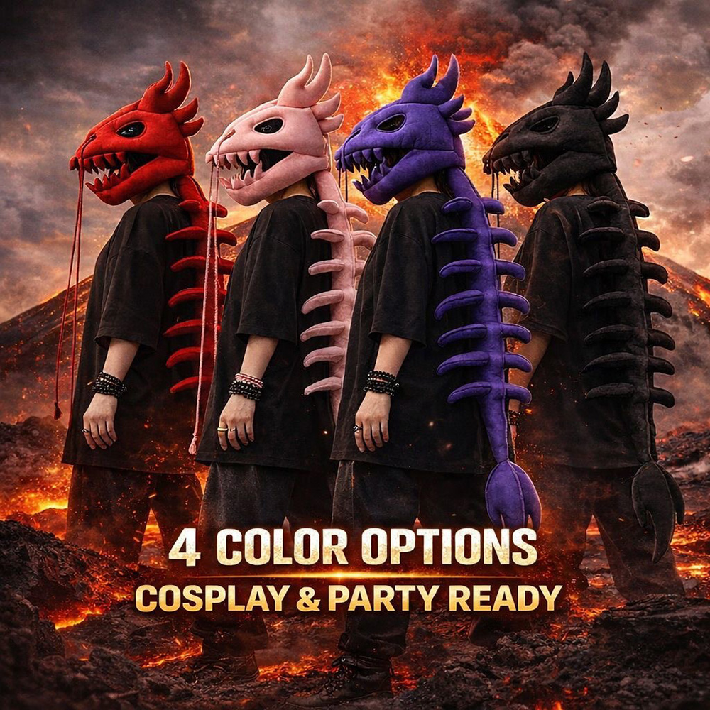 Dragon Skull Spine Plush Hood  - Street Fashion In Chinese 评论和价格