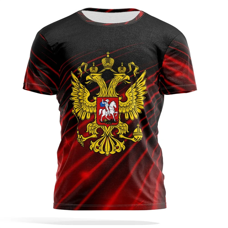 Russian Emblem Print T-shirt M - Street Fashion Russia 评论和价格