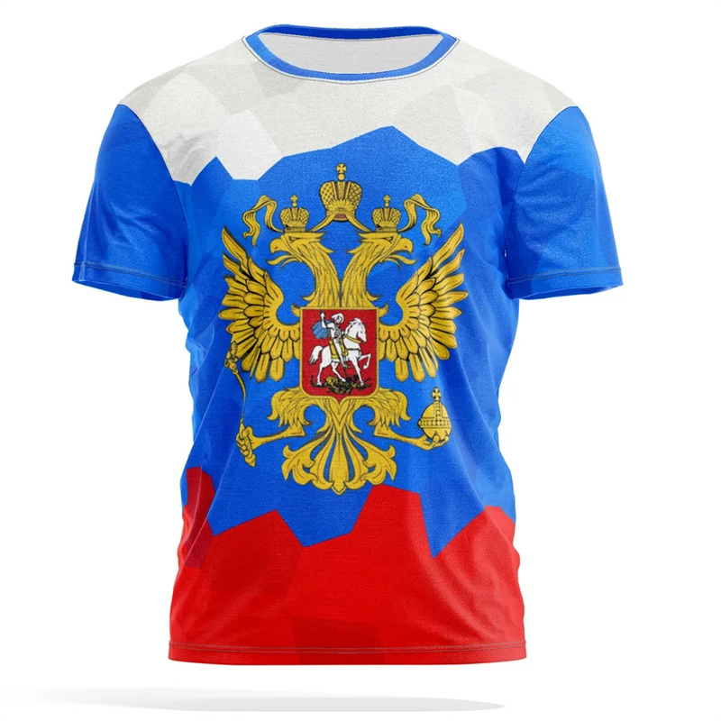 Russian Emblem Print T-shirt M - Street Fashion Russia 评论和价格