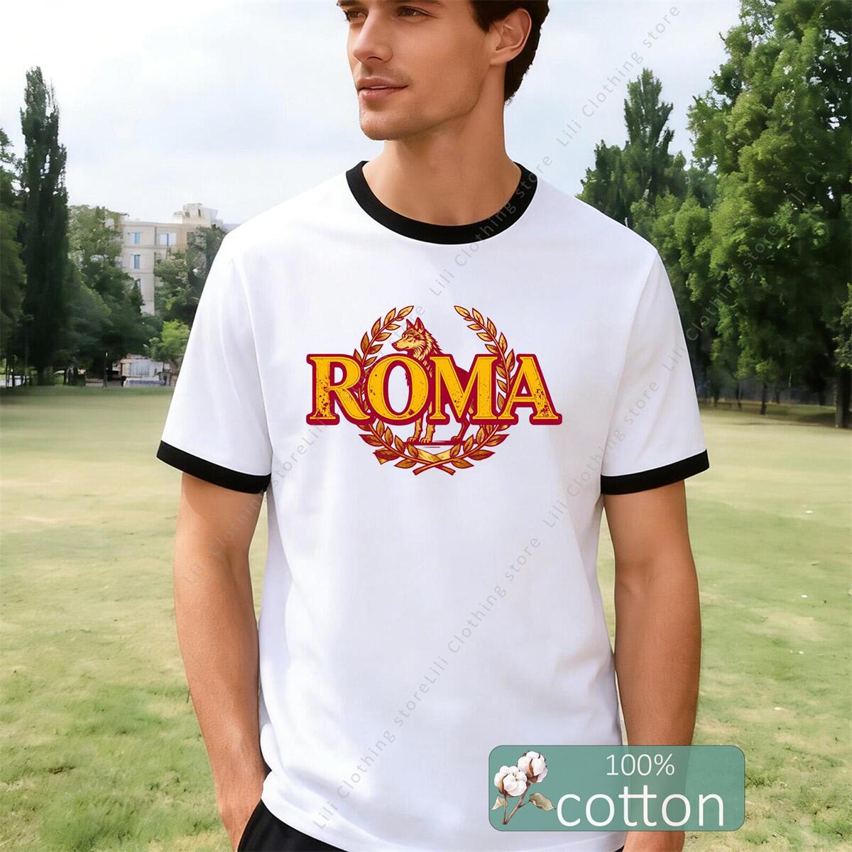 ROMA Letter Graphic Print Men' - Street Fashion Roma 评论和价格