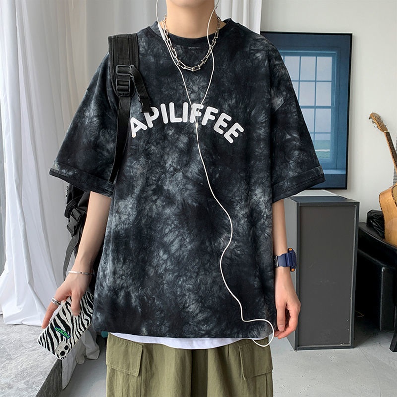 Black Tie Dye Short Sleeve T-S - Street Fashion Hong Kong 评论和价格