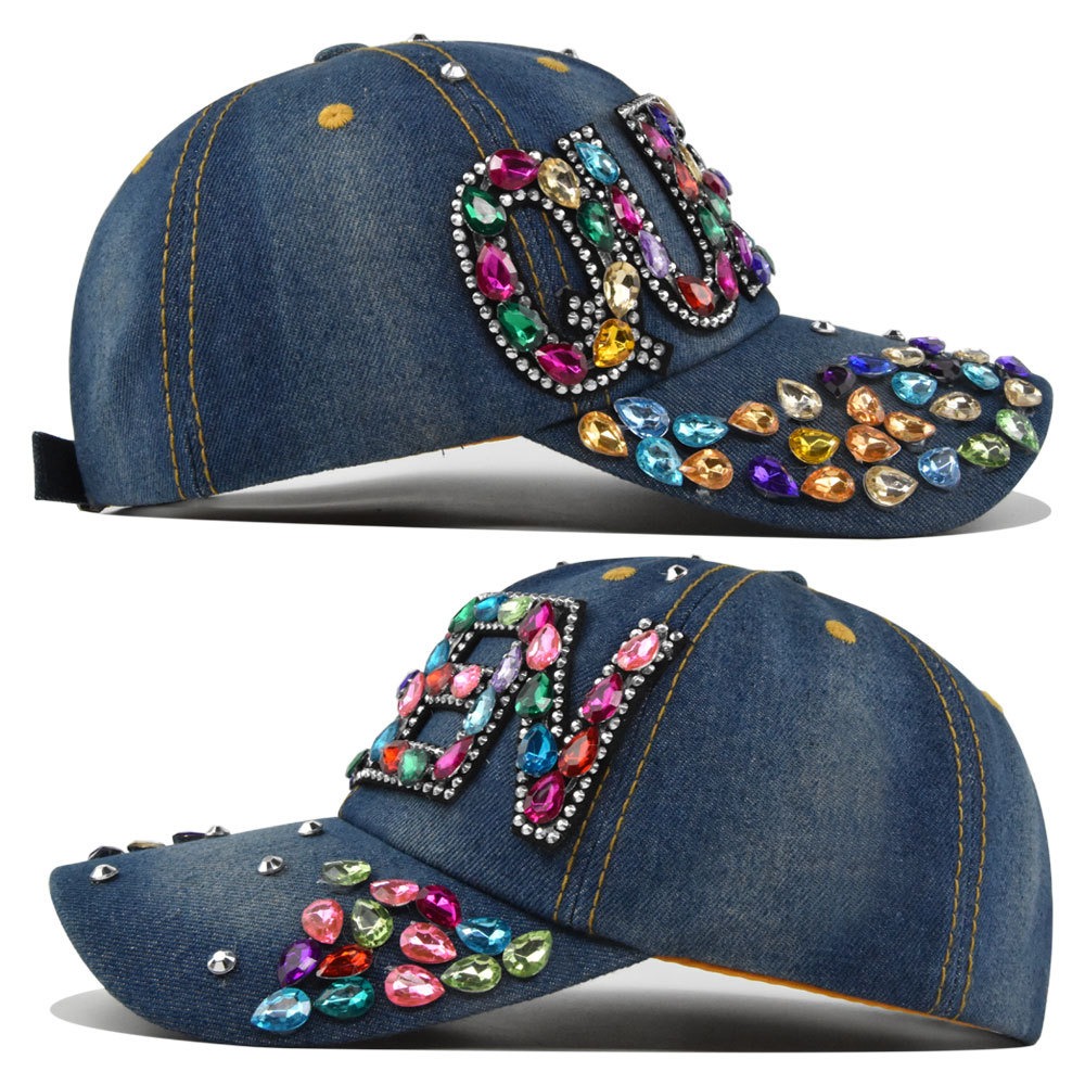 Queen Rhinestone Denim Basebal - Queen Street Fashion 评论和价格