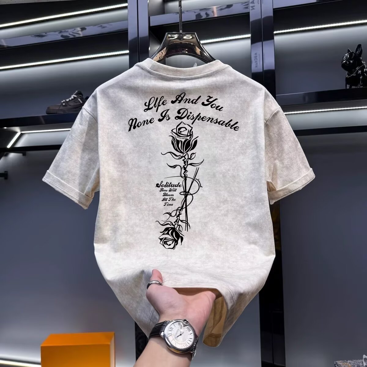 Summer men's khaki T-shirt Hig - Street Fashion In Chinese 评论和价格